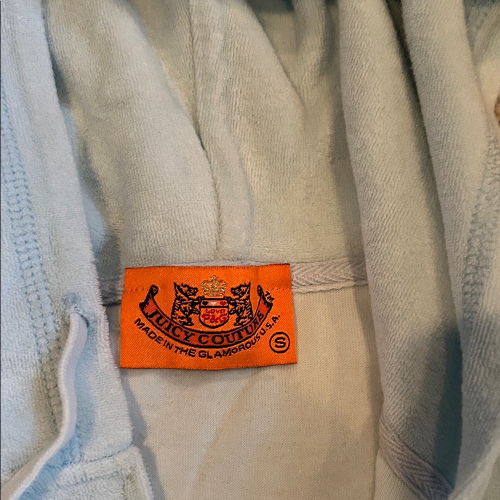 Juicy Couture Light Blue Terry Cloth Set with Lace Trim, Size S - Picture 6 of 9